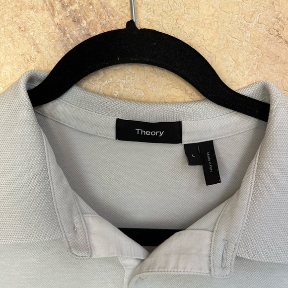 Theory Men’s Short Sleeve Polo Shirt Off White Tan Men’s L - Picture 4 of 4